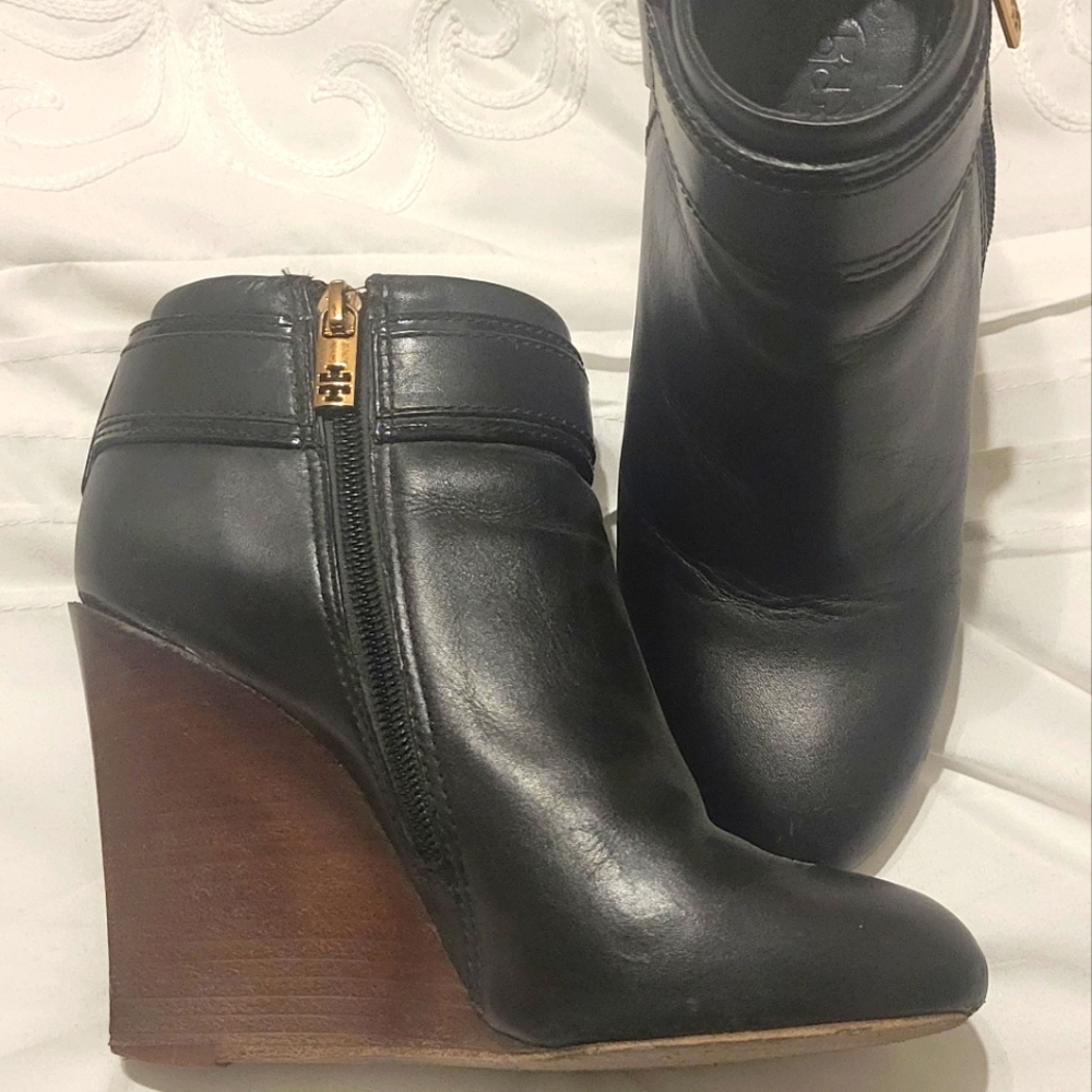 Tory Burch leather wedge booties